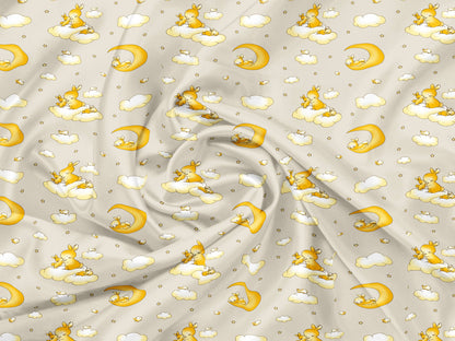 Trendy Cartoon Print Single Bedsheet for Kids - Light Grey
