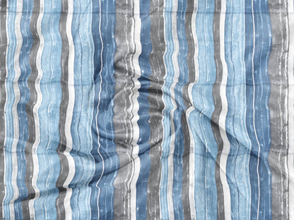Beneton - White & Blue Designer Satin Stripe Bedsheet