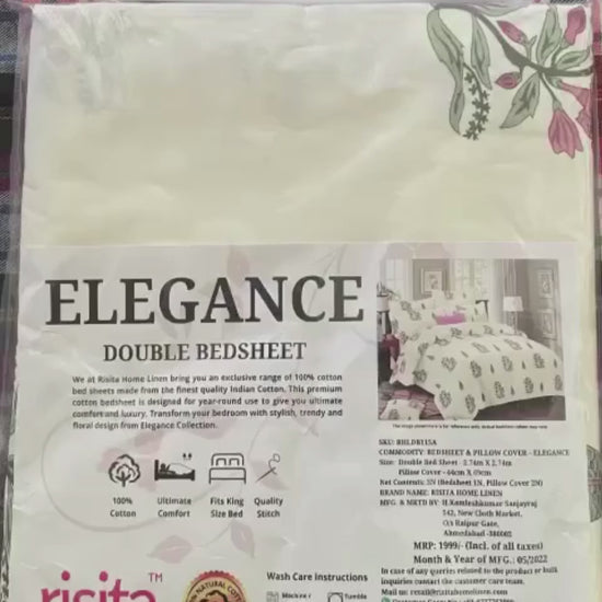 King Size Cotton Double Bedsheet with two pillow cover in floral design