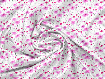 Super Soft Cambric Cotton Single Dohar - Pink & White Floral