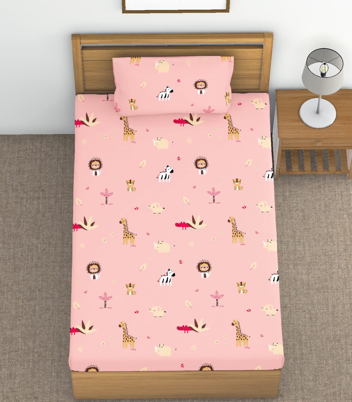 Discover the Excitement: Zoo Animals Themed Bedsheet for Kids