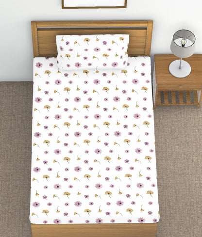 Tulip 100% Cotton 120 TC Floral Printed Single Bedsheet