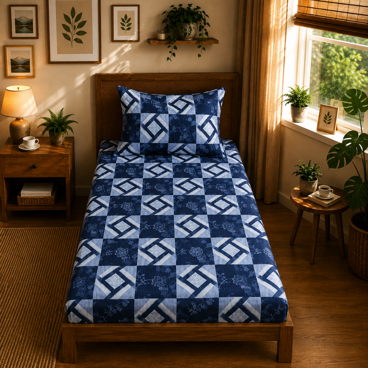 Tulip 100% Cotton 120 TC Printed Single Bedsheet