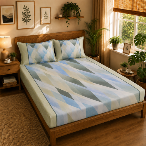 Fantasy Gold 100% Cotton Queen Size Double Bedsheet