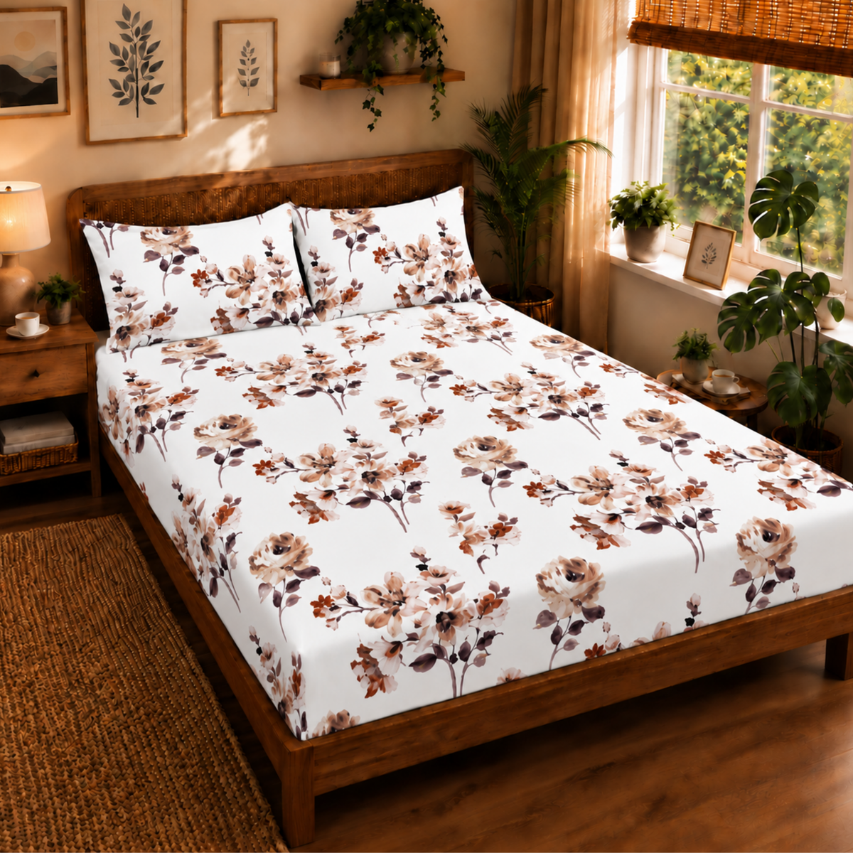 Bezha 100% Cotton Twill Sateen 180TC King Size Bedsheet