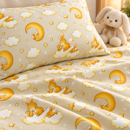 Trendy Cartoon Print Single Bedsheet for Kids - Light Grey