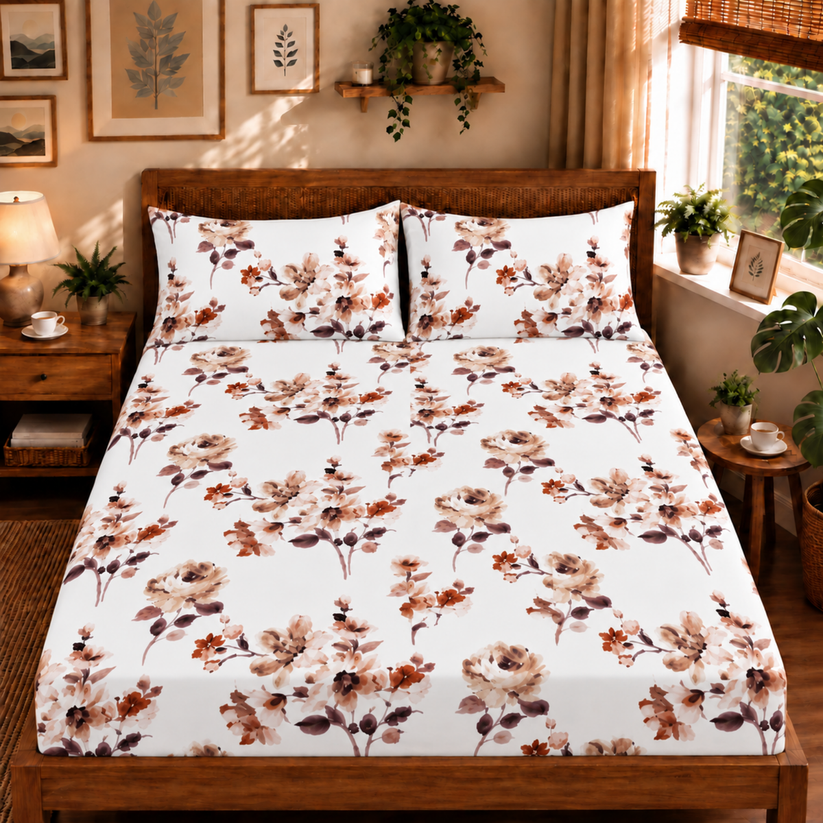 Bezha 100% Cotton Twill Sateen 180TC King Size Bedsheet