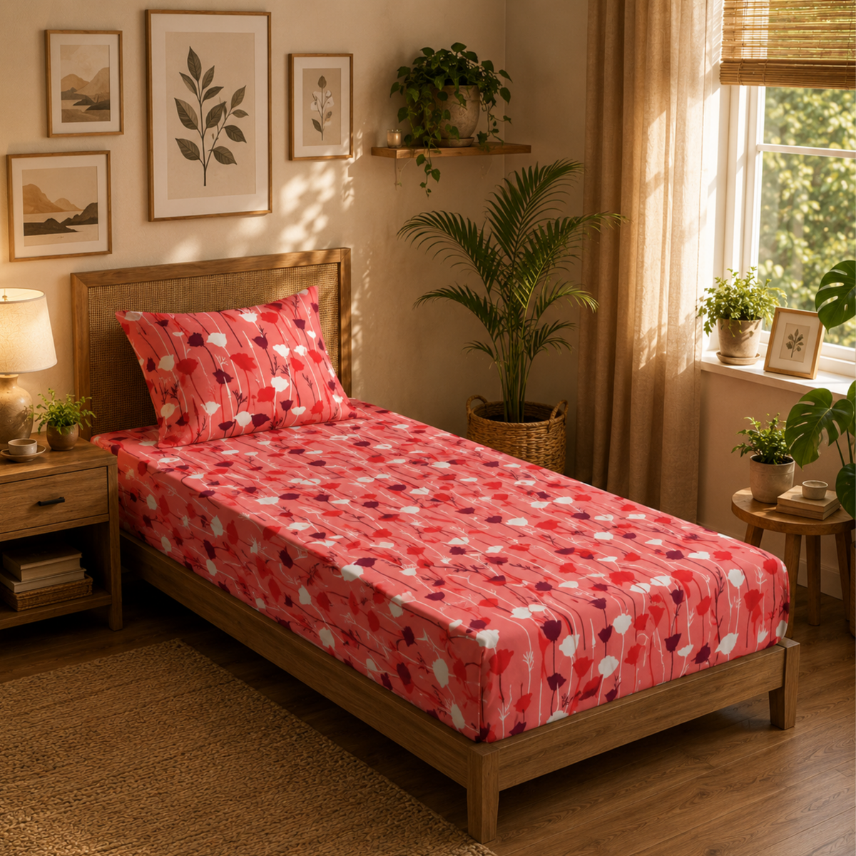 Tulip 100% Cotton 120 TC Printed Single Bedsheet