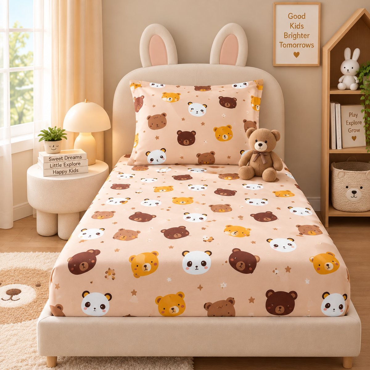 Trendy Cartoon Print Single Bedsheet for Kids