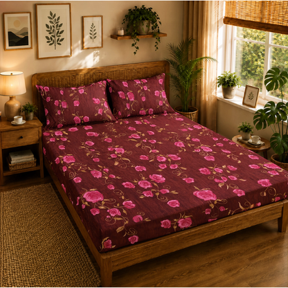 Florietta, 100% Cotton Double Bedsheet, 144 TC