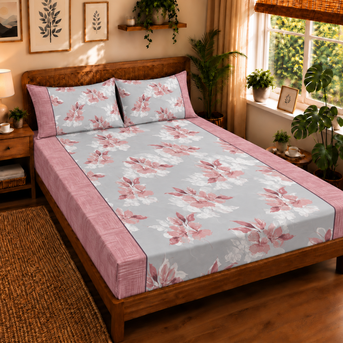 Bezha 100% Cotton Twill Sateen 180TC King Size Bedsheet