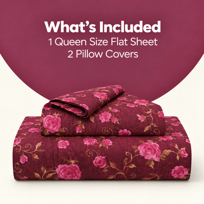 Florietta, 100% Cotton Double Bedsheet, 144 TC
