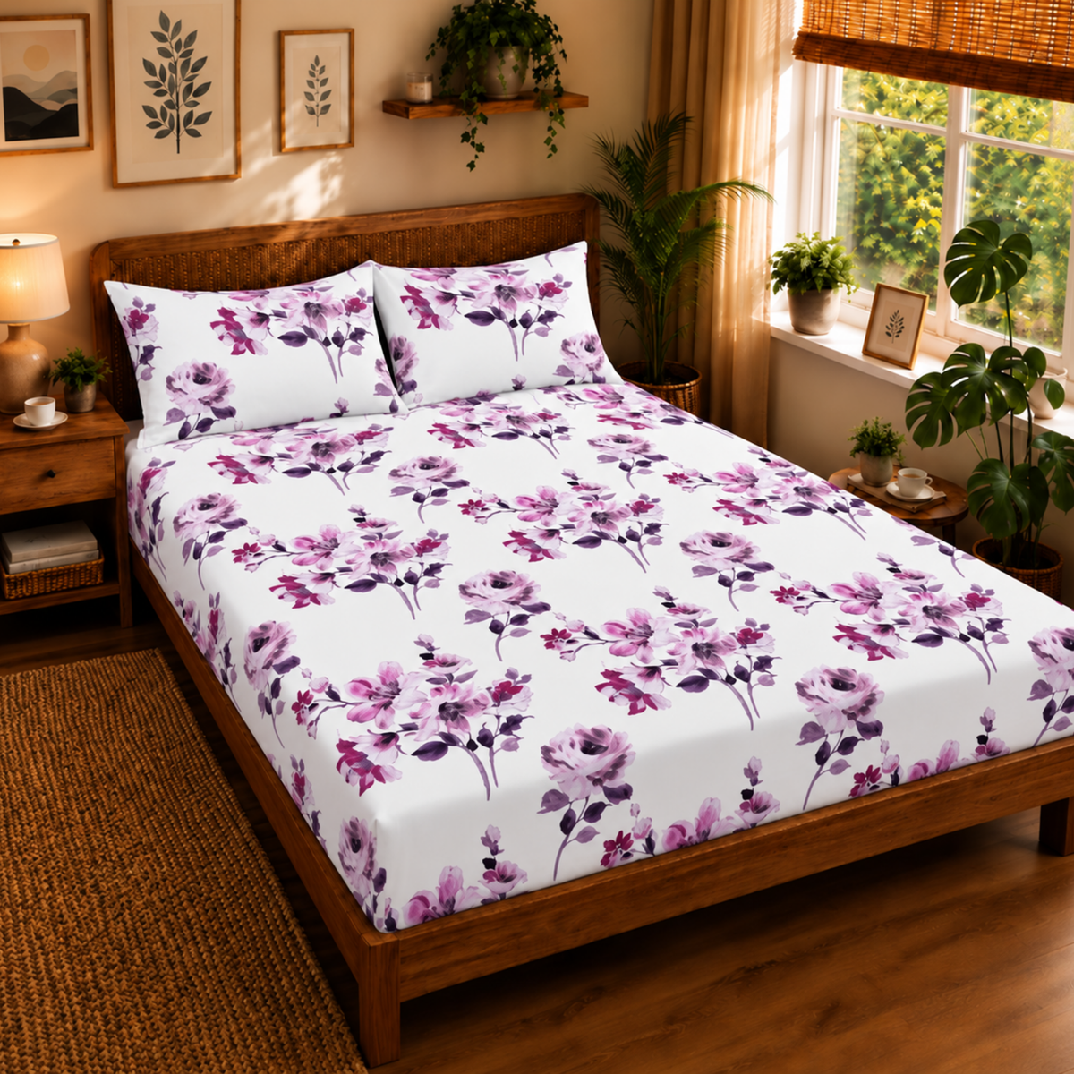 Bezha 100% Cotton Twill Sateen 180TC King Size Bedsheet