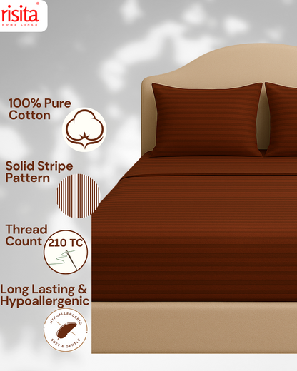 Pure Cotton Plain King Size Bedsheet Brown Color