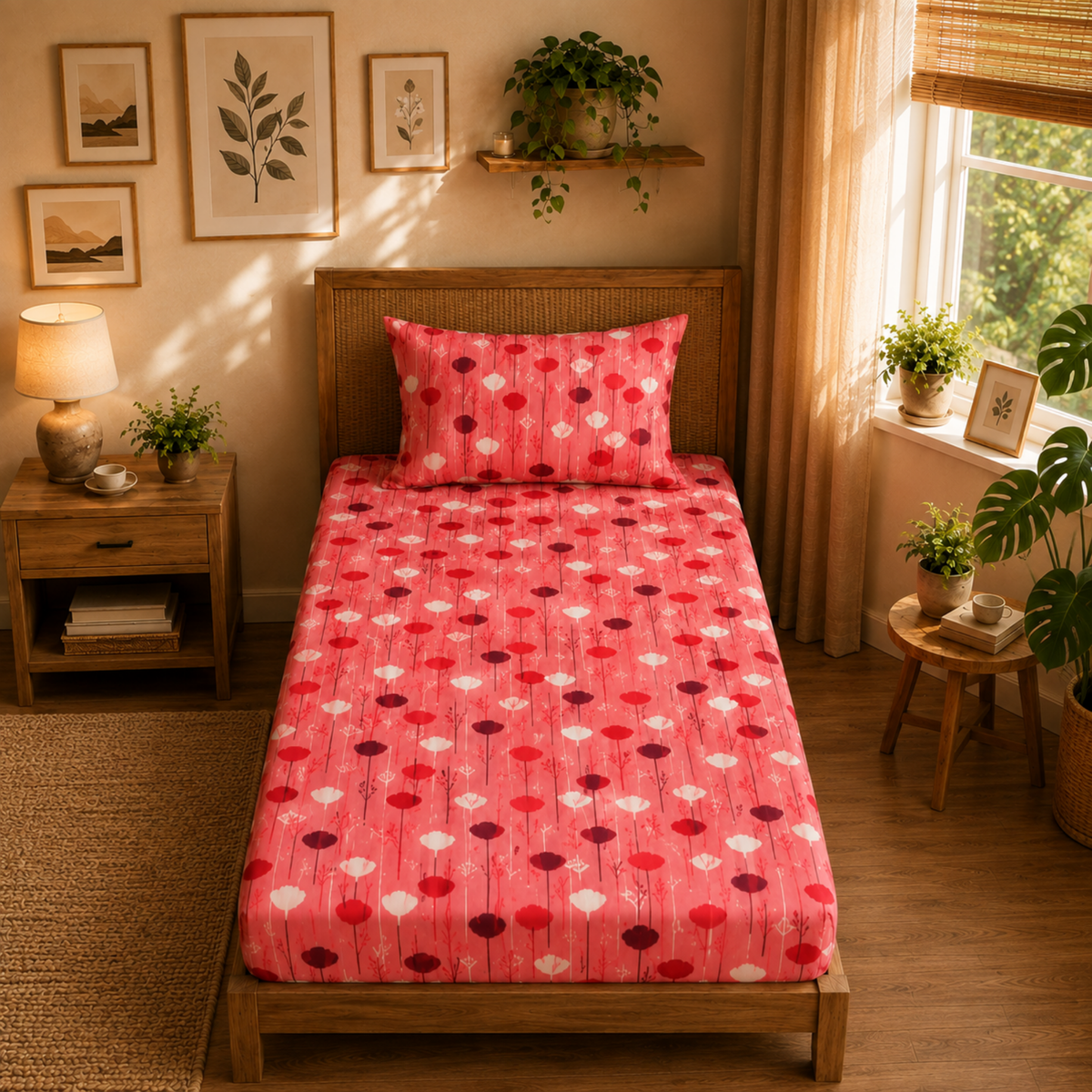 Tulip 100% Cotton 120 TC Printed Single Bedsheet