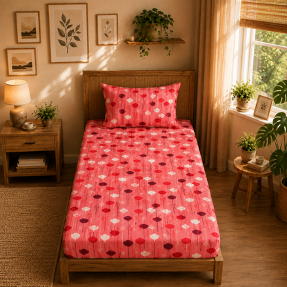 Tulip 100% Cotton 120 TC Printed Single Bedsheet