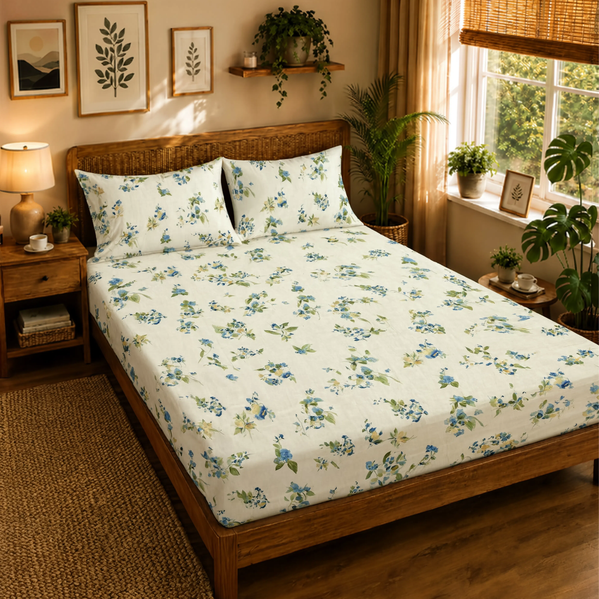 Majestic 100% Cotton Queen Size Double Bedsheet