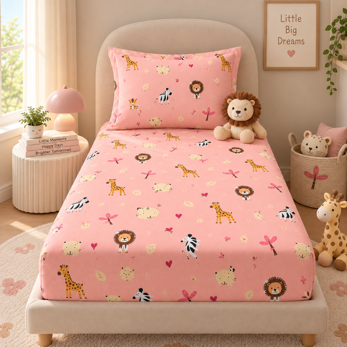 Discover the Excitement: Zoo Animals Themed Bedsheet for Kids