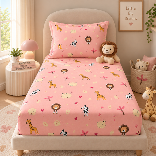 Discover the Excitement: Zoo Animals Themed Bedsheet for Kids