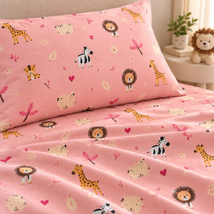 Discover the Excitement: Zoo Animals Themed Bedsheet for Kids
