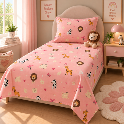 Discover the Excitement: Zoo Animals Themed Bedsheet for Kids