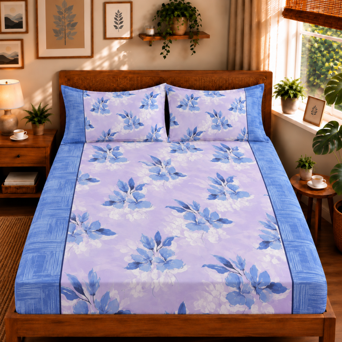 Bezha 100% Cotton Twill Sateen 180TC King Size Bedsheet