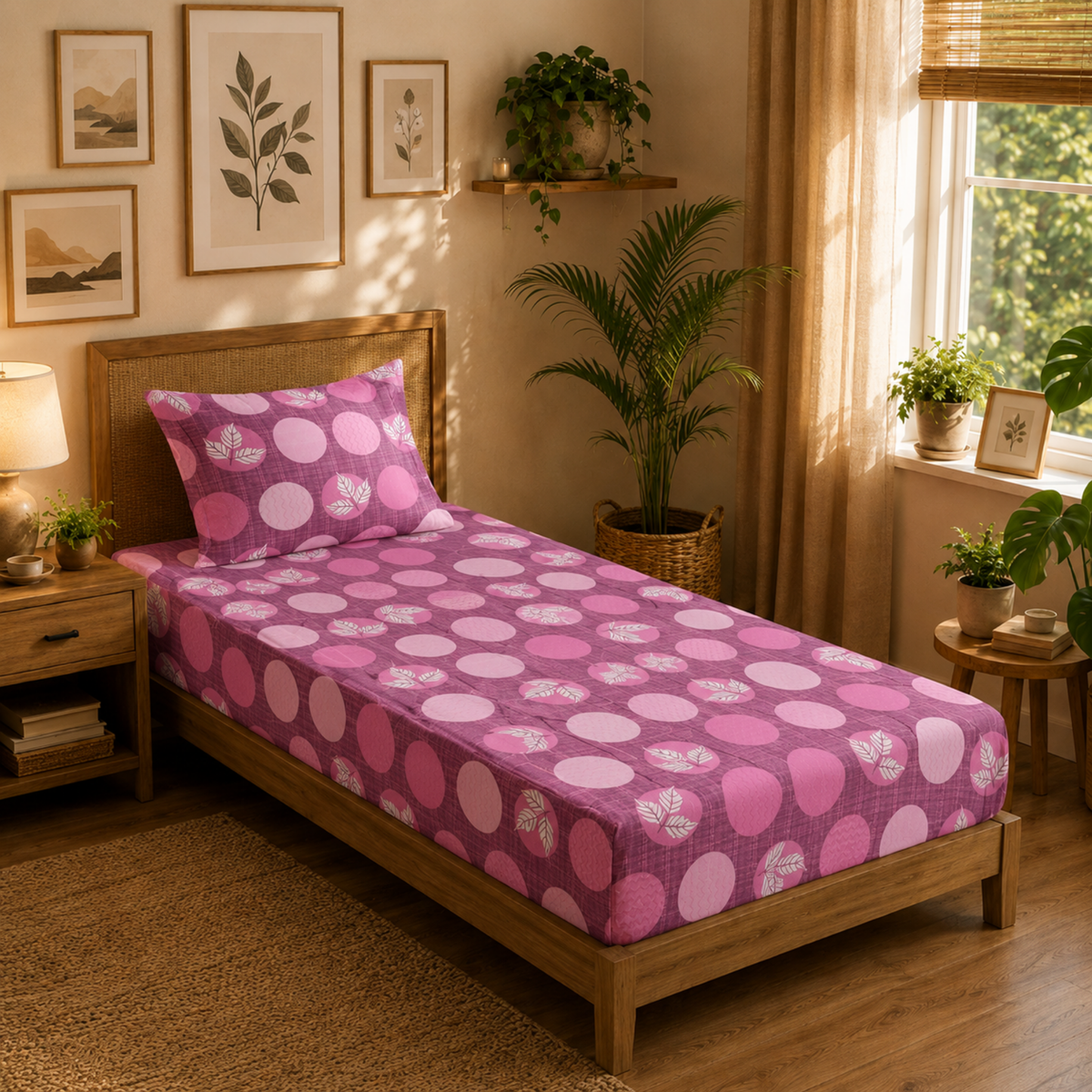 Tulip 100% Cotton 120 TC Printed Single Bedsheet