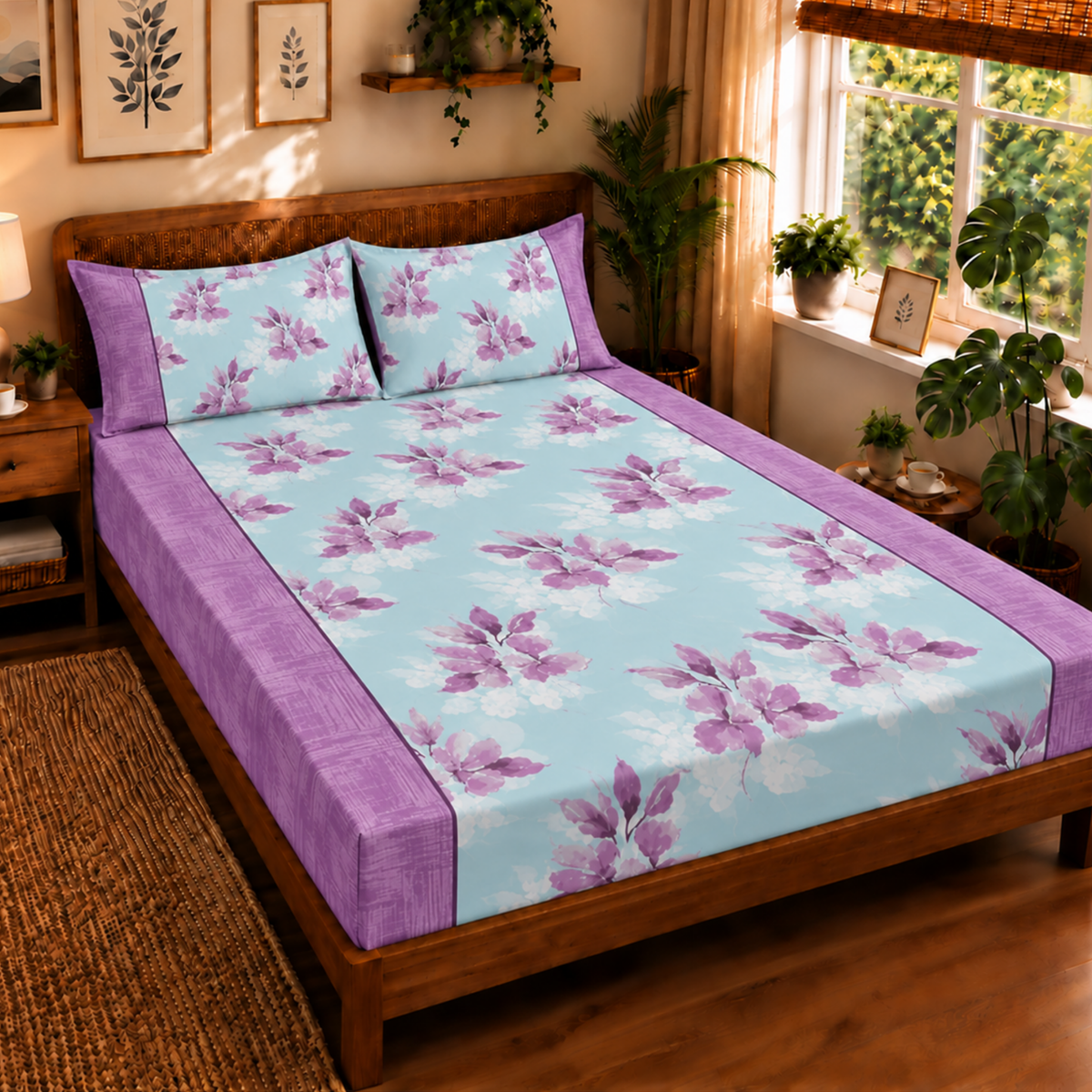 Bezha 100% Cotton Twill Sateen 180TC King Size Bedsheet