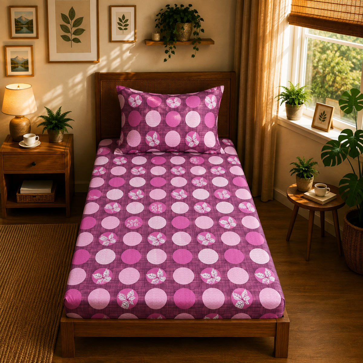 Tulip 100% Cotton 120 TC Printed Single Bedsheet