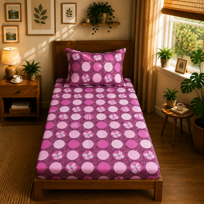 Tulip 100% Cotton 120 TC Printed Single Bedsheet