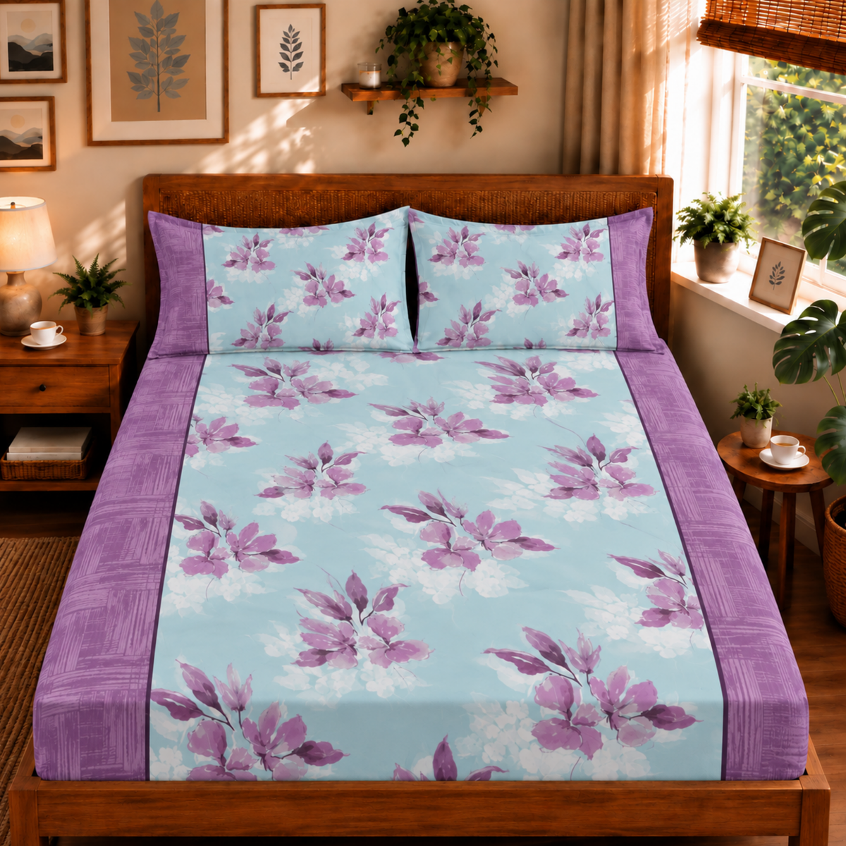 Bezha 100% Cotton Twill Sateen 180TC King Size Bedsheet