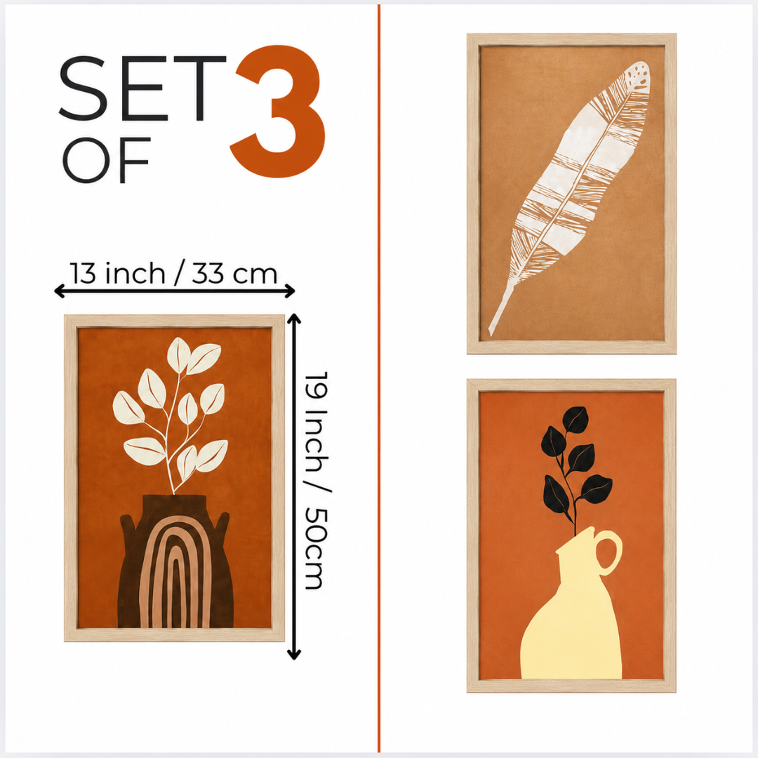 Set of 3 sizing diagram showing 13 x 19 inch dimensions