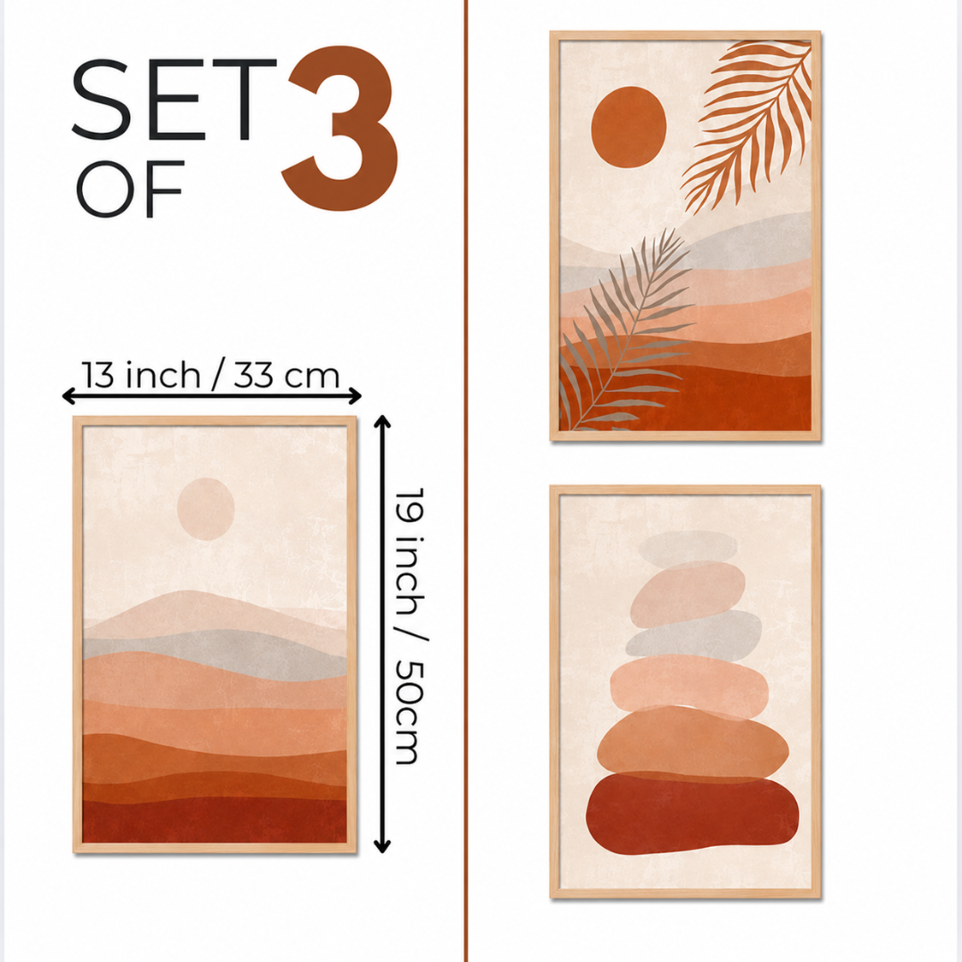 Set of 3 sizing diagram showing 13 x 19 inch dimensions