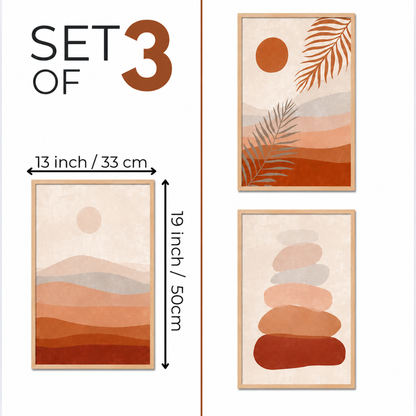 Set of 3 sizing diagram showing 13 x 19 inch dimensions
