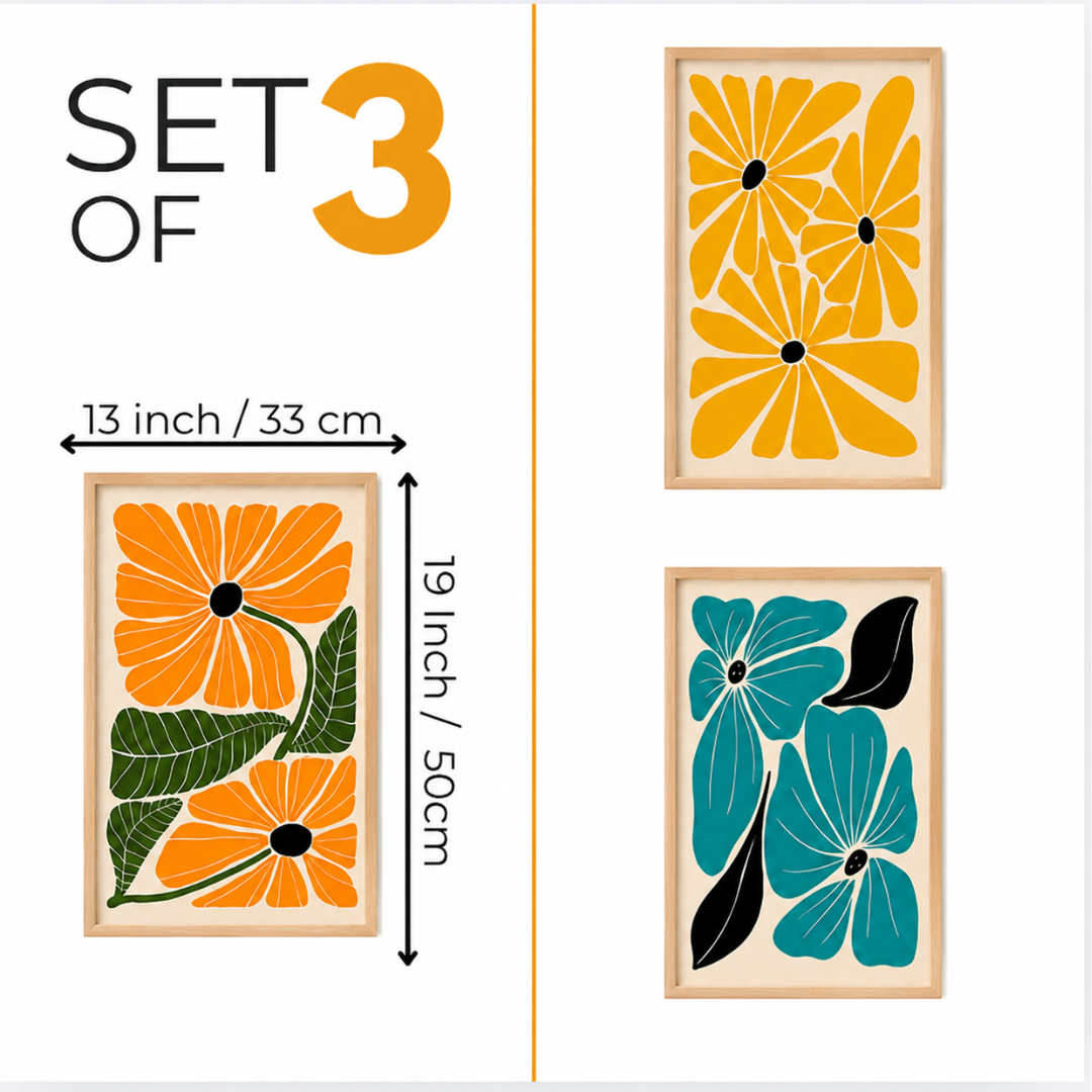 Set of 3 sizing diagram showing 13 x 19 inch dimensions