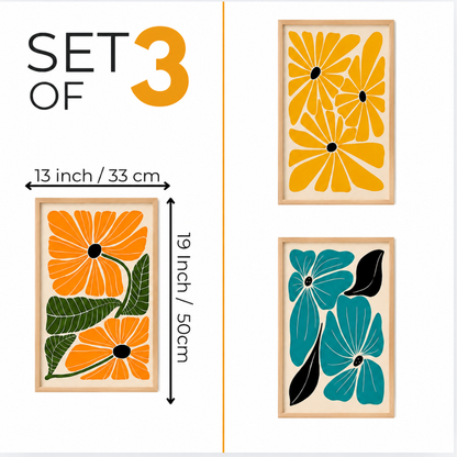 Set of 3 sizing diagram showing 13 x 19 inch dimensions