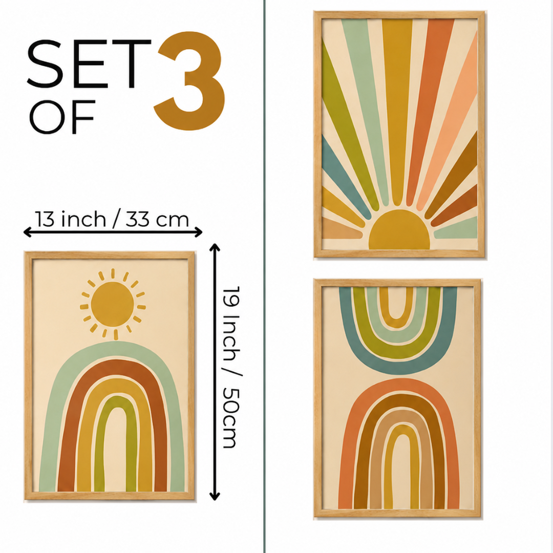 Set of 3 sizing diagram showing 13 x 19 inch dimensions