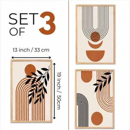 Set of 3 sizing diagram showing 13 x 19 inch dimensions