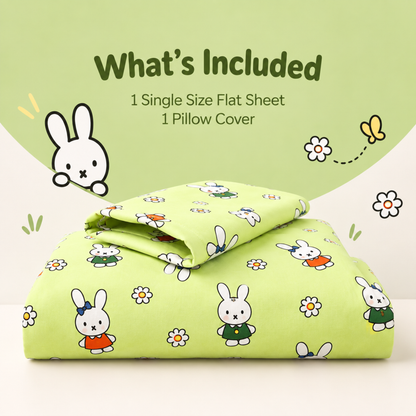 Trendy Cartoon Print Single Bedsheet for Kids - Green