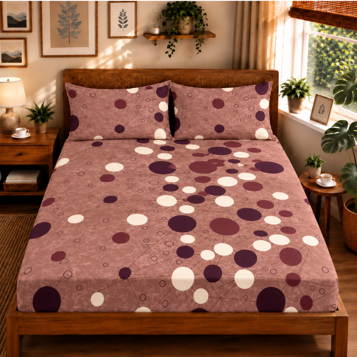 Beneton - Maroon and Yellow Polka Dots
