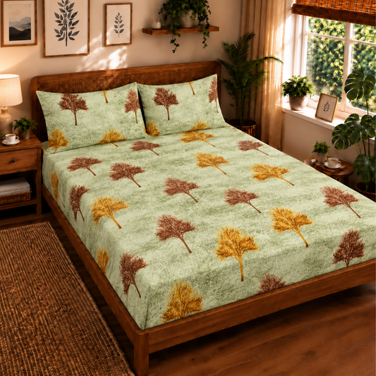 Beneton - Olive Green Designer Bedsheet