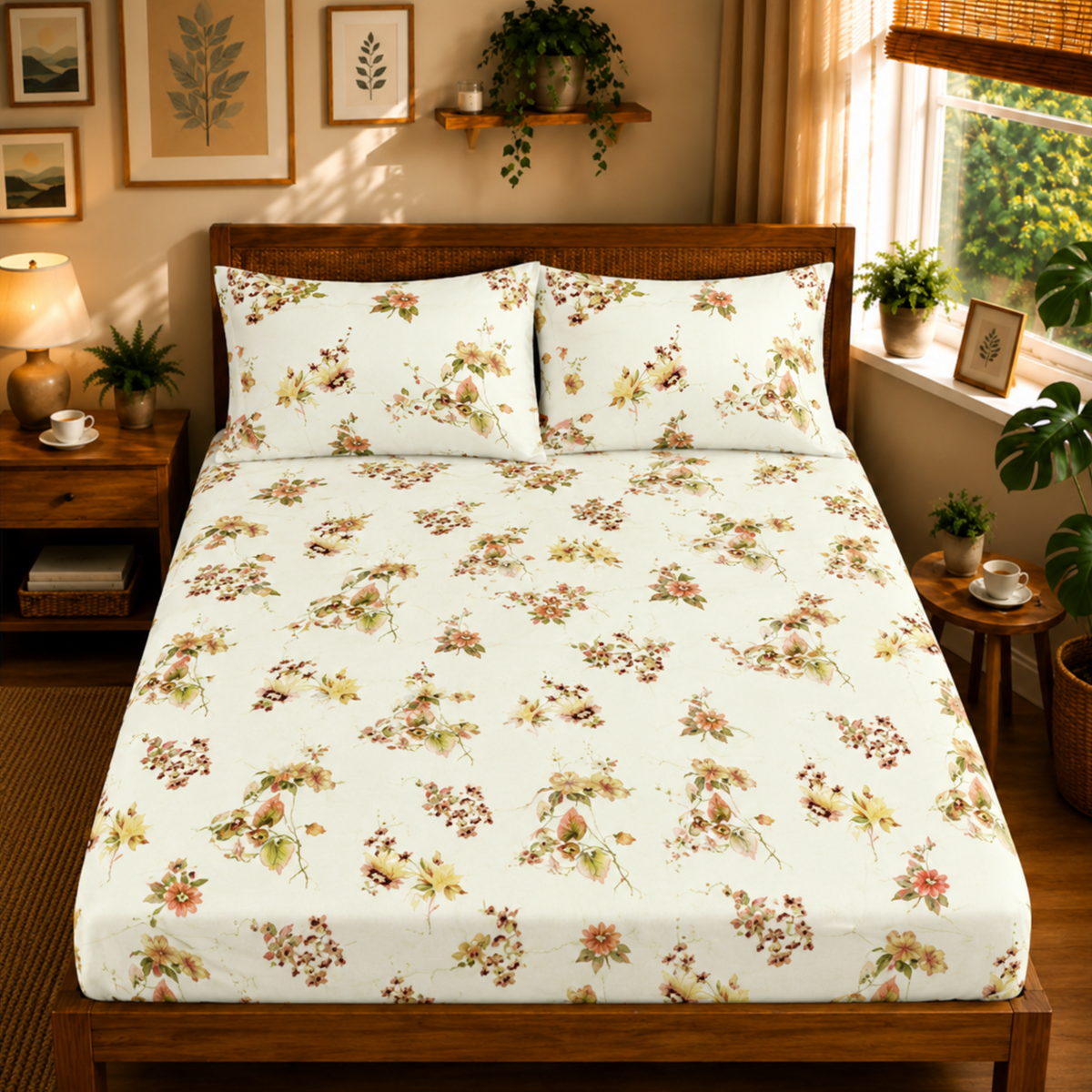 Majestic 100% Cotton Queen Size Double Bedsheet