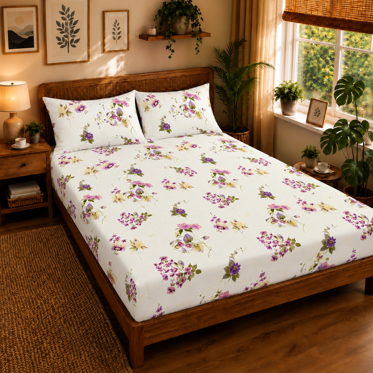 Majestic 100% Cotton Queen Size Double Bedsheet