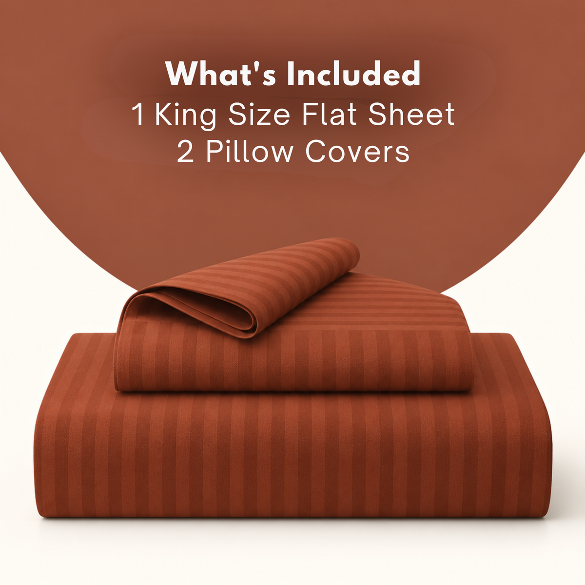 Pure Luxe 100% Cotton King Size Bedsheet Set of 2 | 210 TC Satin Stripe | Brown & Beige