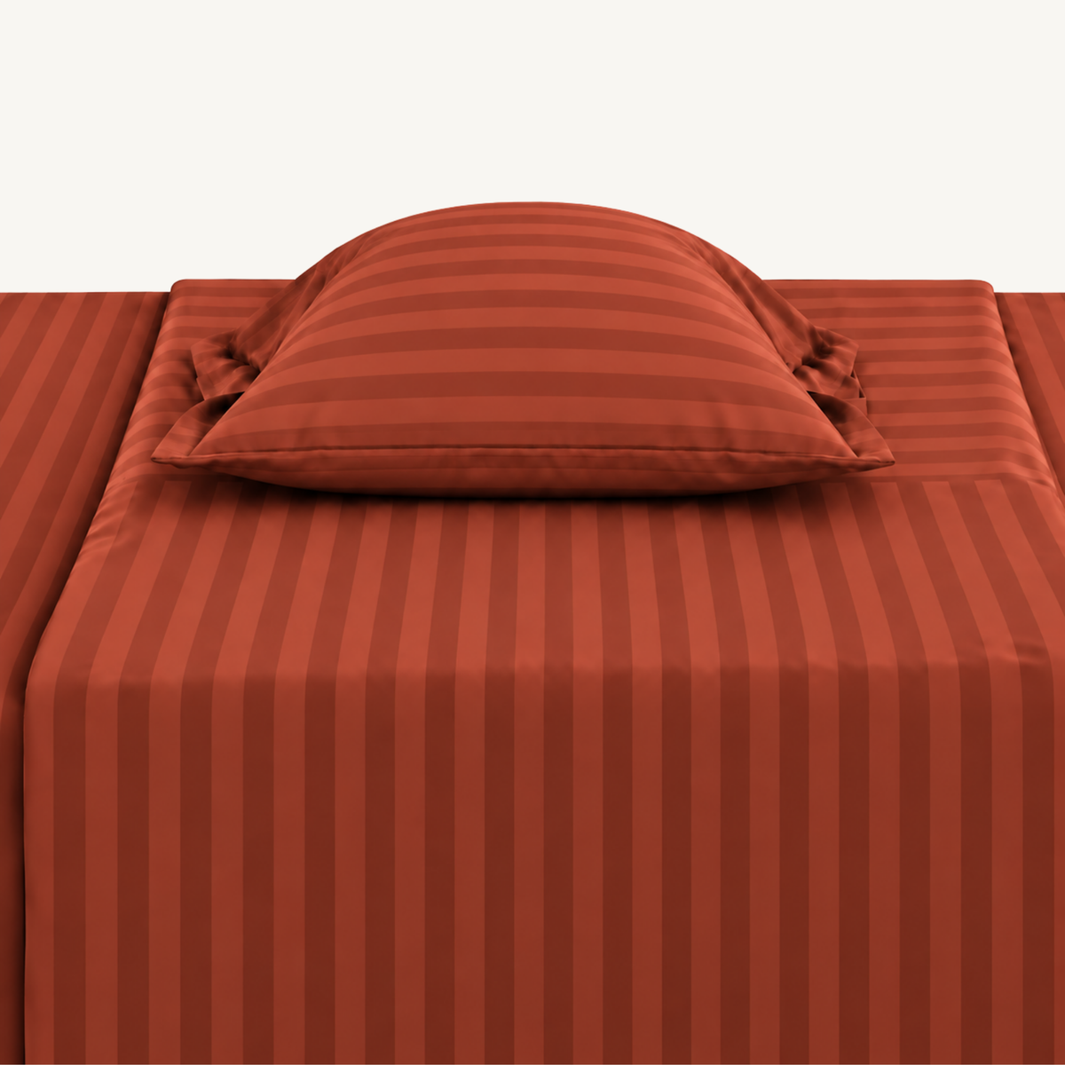 Pure Luxe - 100% Cotton 210 TC Satin Stripe King Size Bedsheet - Brown