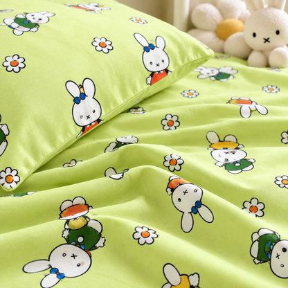 Trendy Cartoon Print Single Bedsheet for Kids - Green
