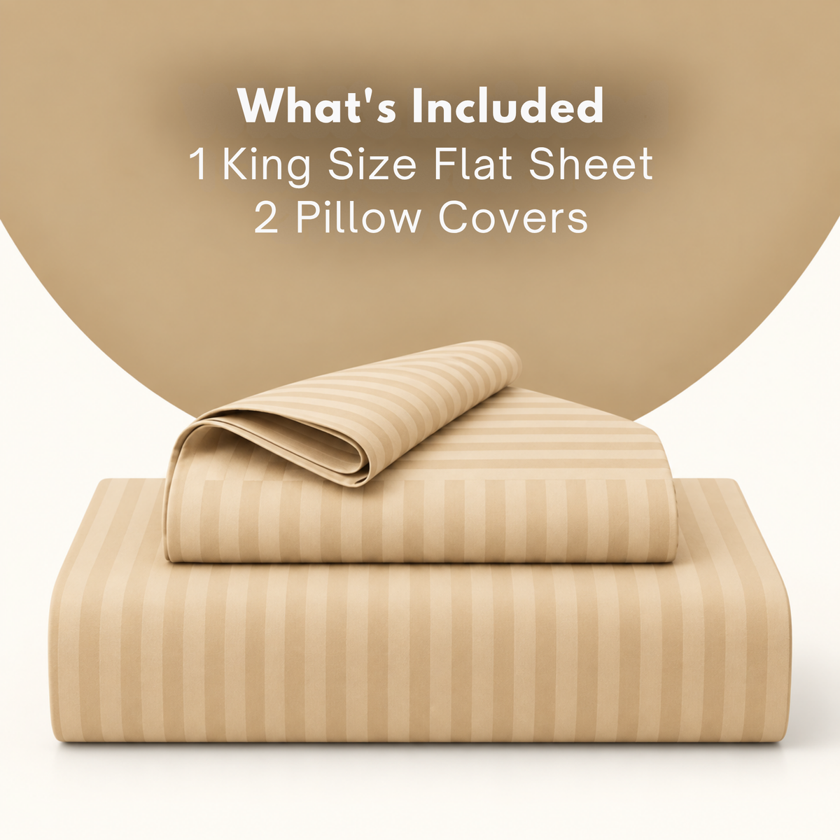 Pure Luxe 100% Cotton King Size Bedsheet Set of 2 | 210 TC Satin Stripe | Brown & Beige