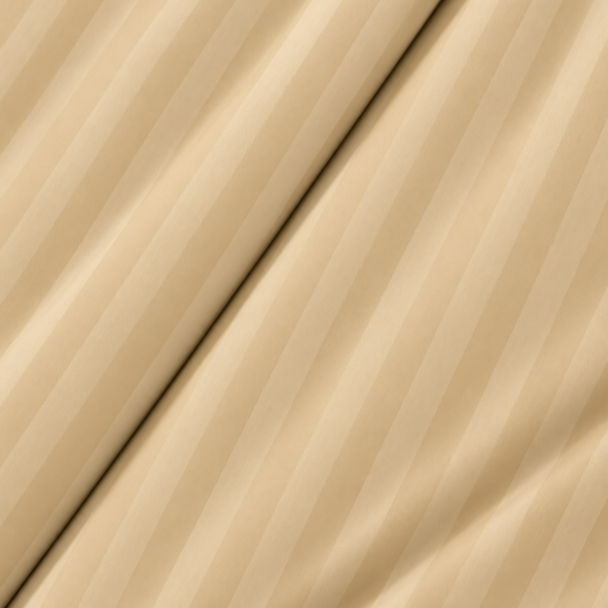 Pure Luxe - 100% Cotton 210 TC Satin Stripe King Size Bedsheet - Beige