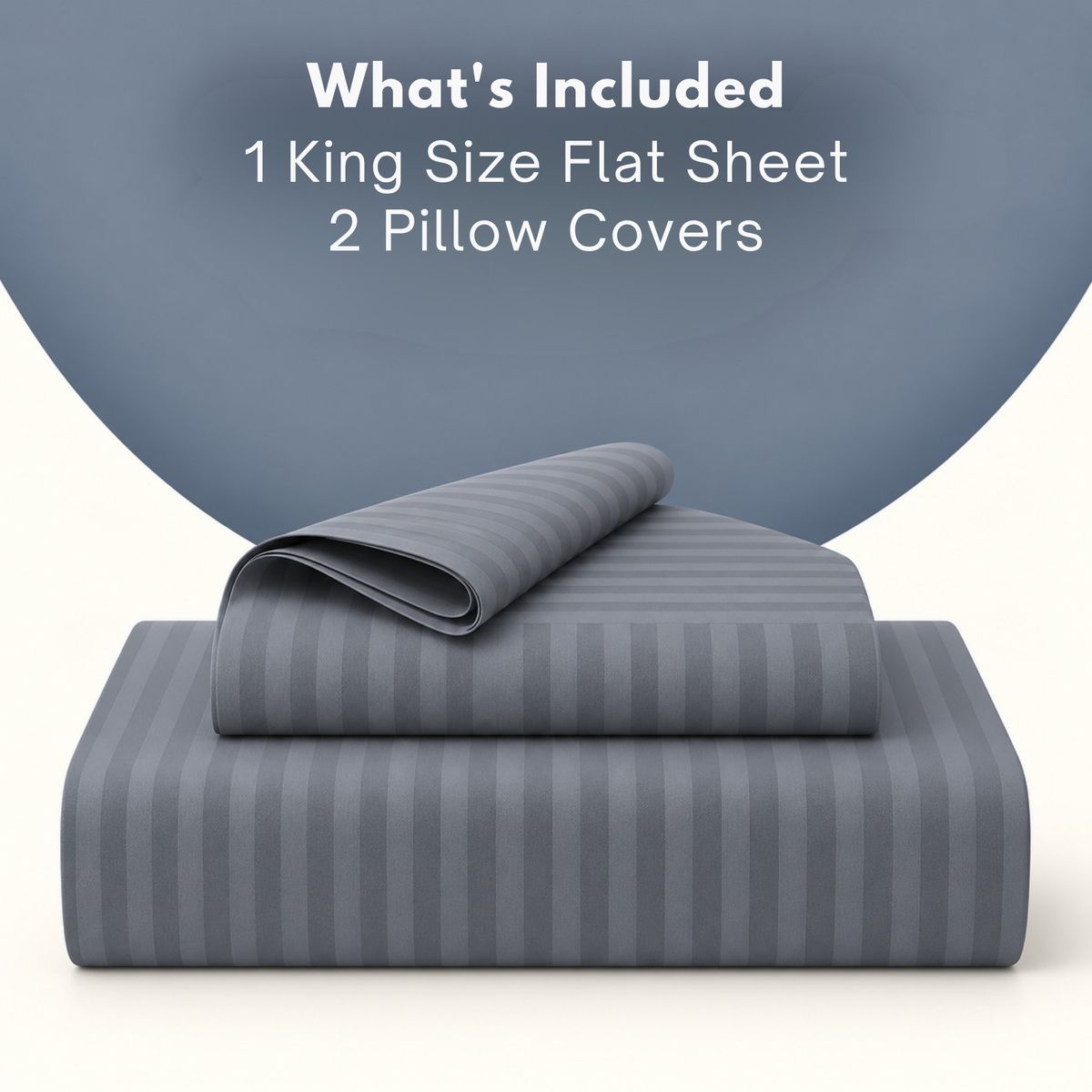 Pure Luxe - 100% Cotton 210 TC Satin Stripe King Size Bedsheet with 2 Pillow Covers