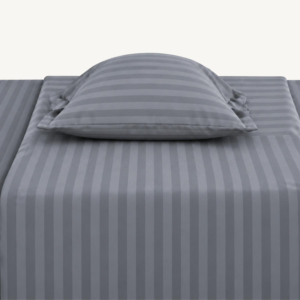 Pure Luxe - 100% Cotton 210 TC Satin Stripe King Size Bedsheet with 2 Pillow Covers